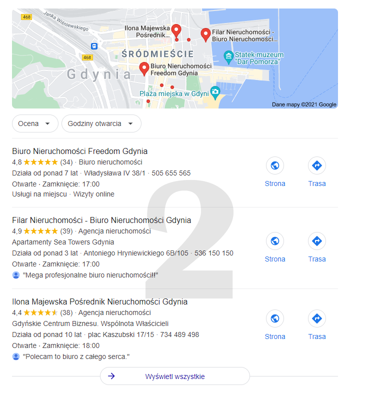 Wizytówka w wynikach lokalnych – Google Maps